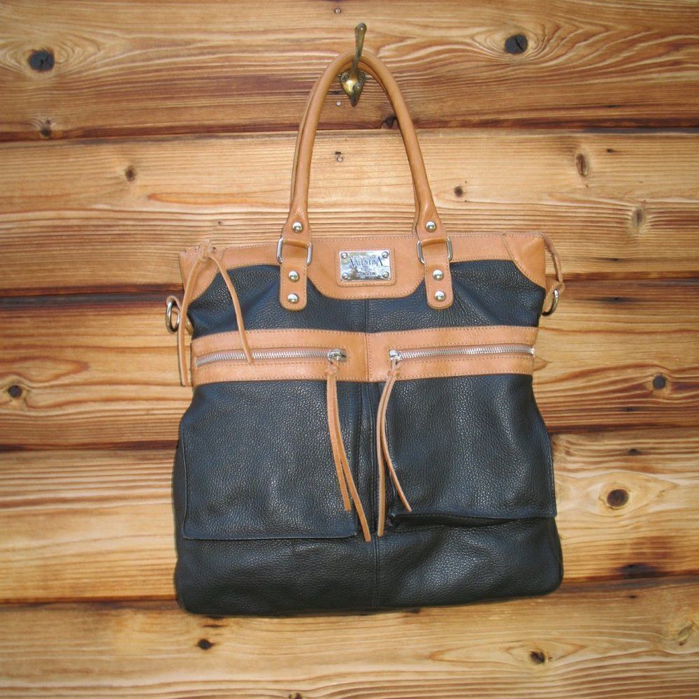 Vintage Valentina Pebbled Leather Two Tone Bag